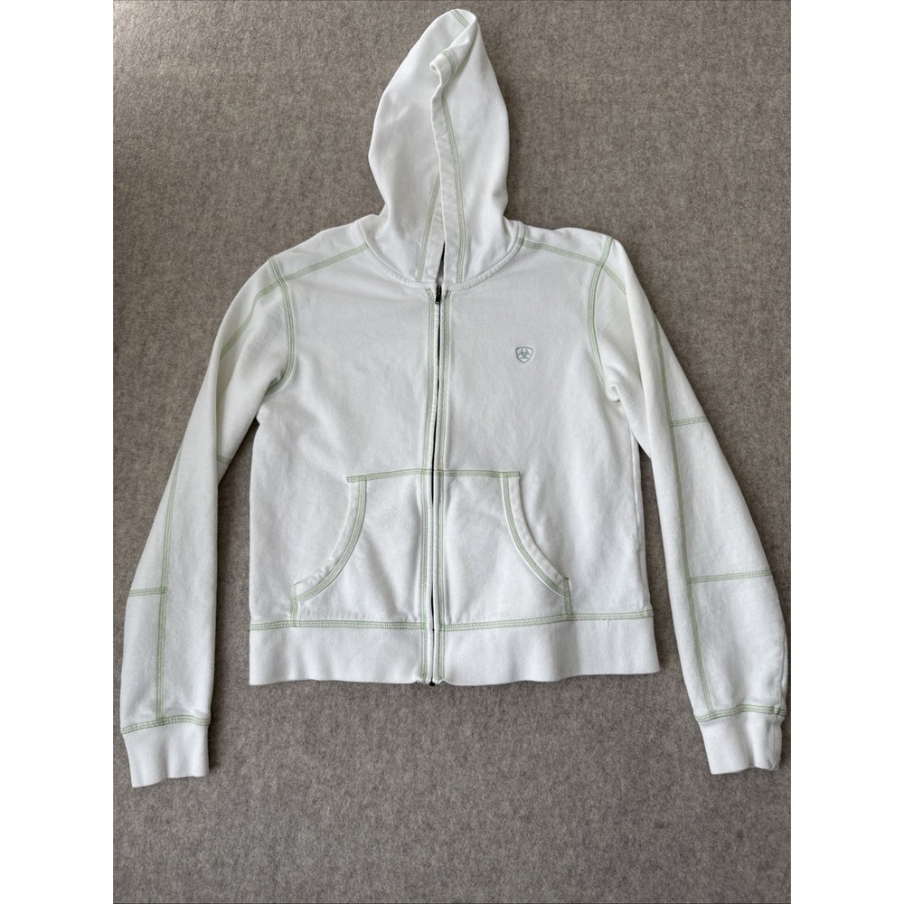 Ariat Full Zip Hoodie White Contrast Stitch Womens Medium